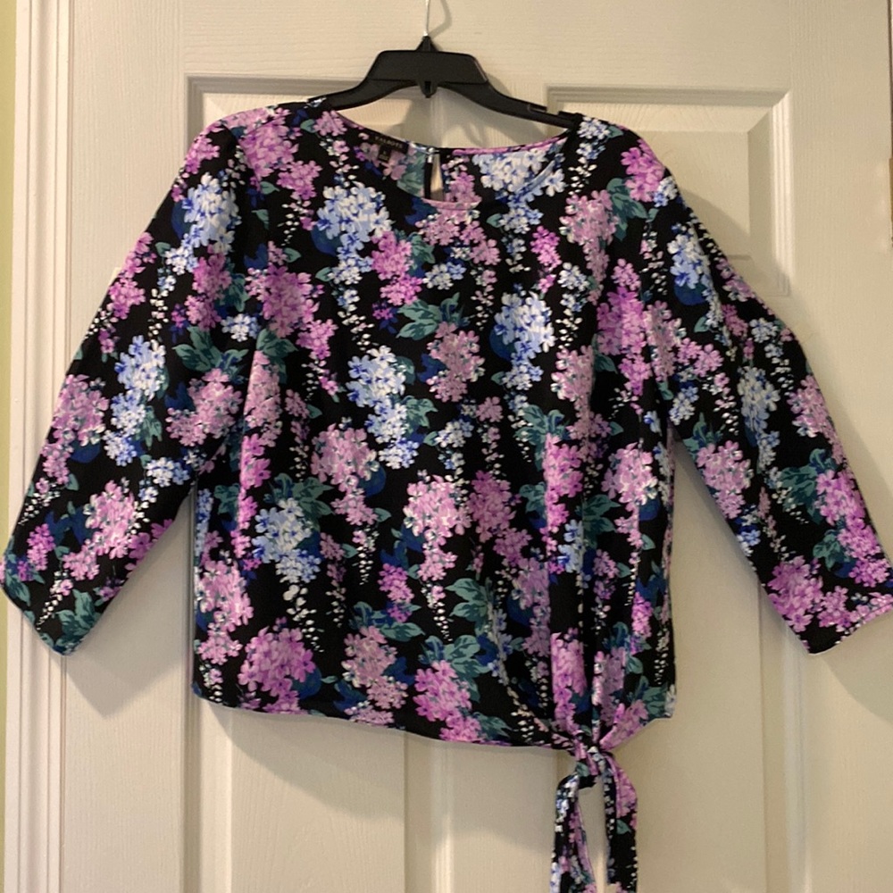 Talbots floral top on black background
